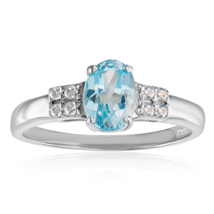 12345 Срібна каблучка з топазом sky і фіанітами. Артикул R561-R/12/7190 12345 грн1,277 12345