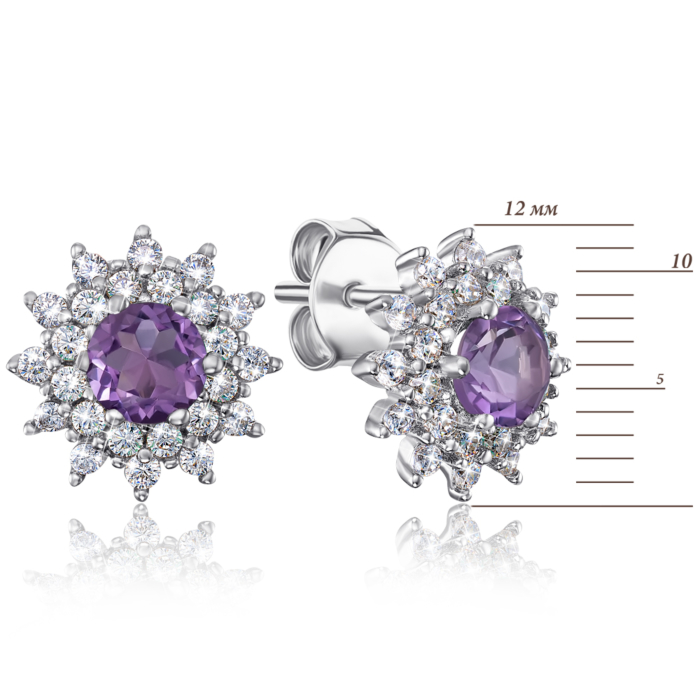 12345 Срібні пусети з аметистом і фіанітами. Артикул NA687-E/12/5762 12345 грн2,834 12345