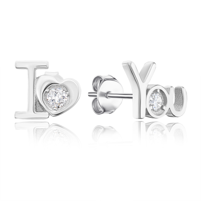 Срібні сережки-пусети з фіанітами. Артикул 1EA52690-E/12/1