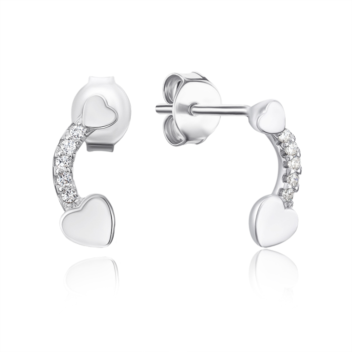 Срібні сережки-пусети з фіанітами. Артикул 1EA78568-E/12/1