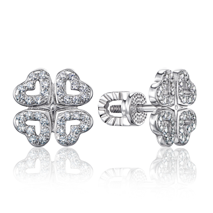 Срібні сережки-пусети з фіанітами. Артикул 40598/12/1/42