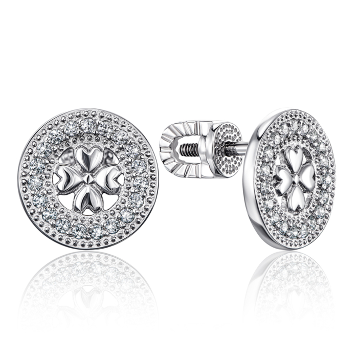 Срібні сережки-пусети з фіанітами. Артикул 40652/12/1/1