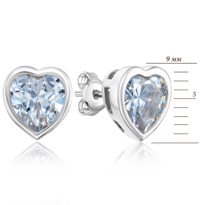 12345 Срібні сережки «Серце» з фіанітами. Артикул 2E24852-7-E/12/1 12345 грн2,176 12345