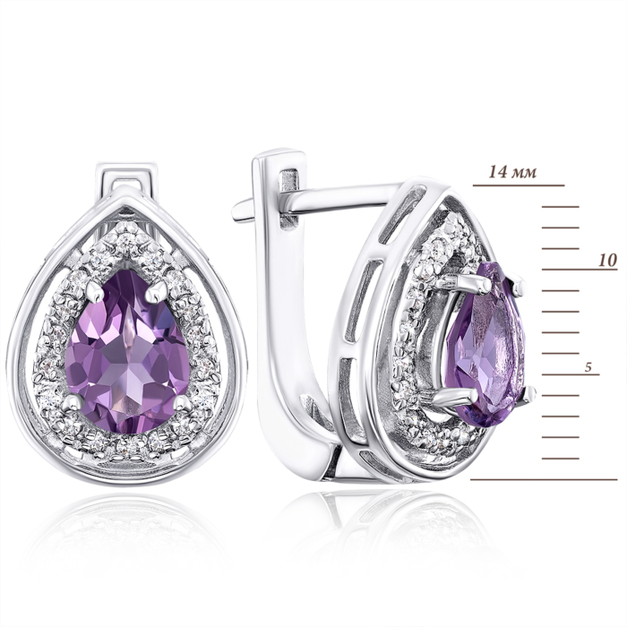 12345 Срібні сережки з аметистом і фіанітами. Артикул GREP2567-E/12/6456 12345 грн5,933 12345