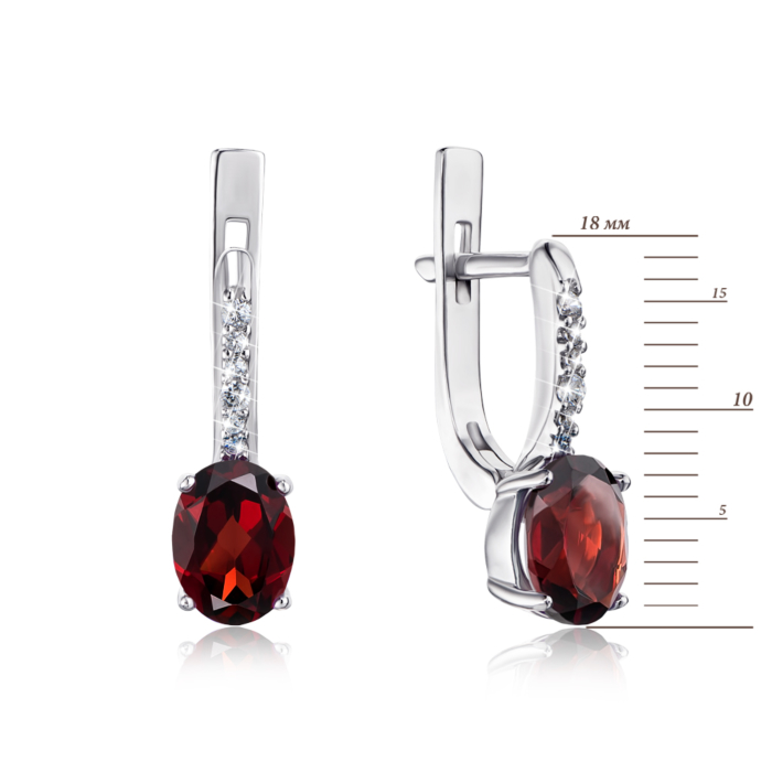 Серебряные серьги с гранатом. Артикул 2923/9р-GARN