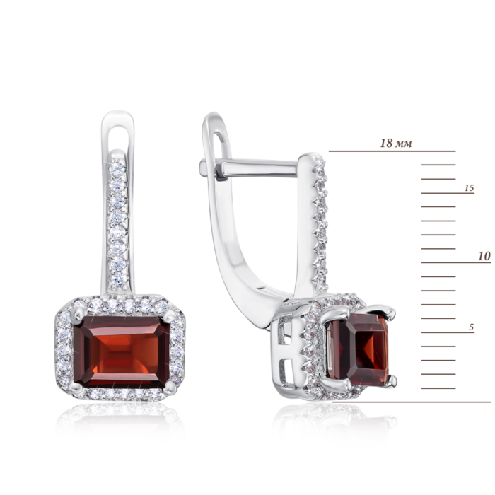 12345 Срібні сережки з гранатом і фіанітами. Артикул NA713-E/12/6195 12345 грн4,327 12345