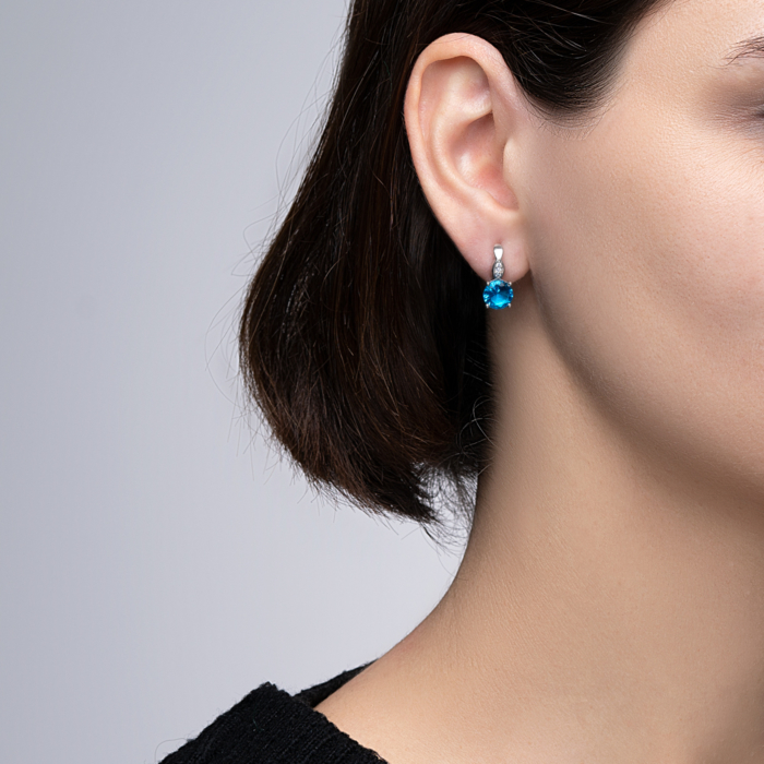 12345 Срібні сережки з кварцом і фіанітами. Артикул 2528/9р-QSWB 12345 грн2,925 12345