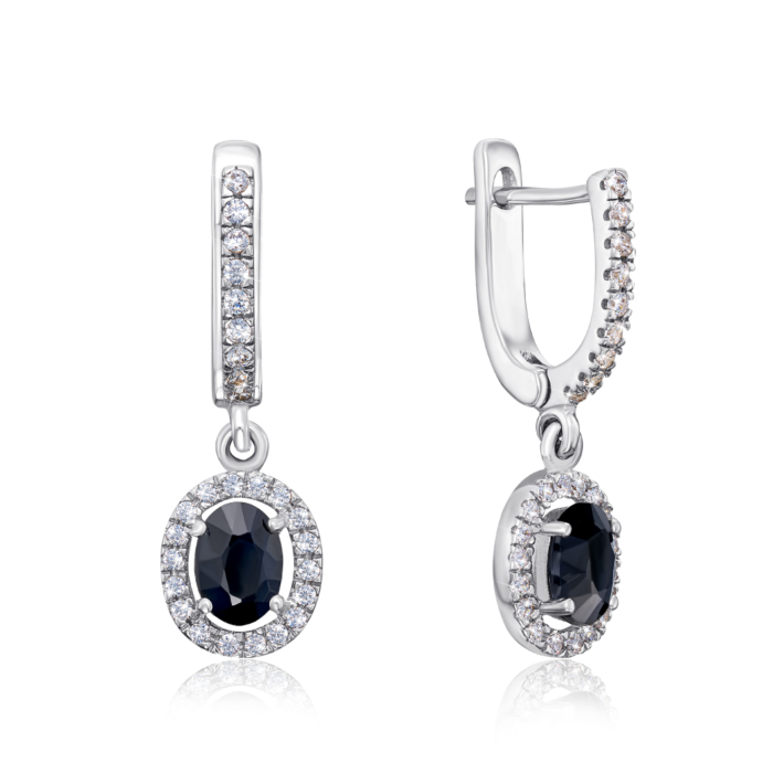 12345 Срібні сережки з сапфіром і фіанітами. Артикул GRE2215-E/12/8367 12345 грн4,174 12345