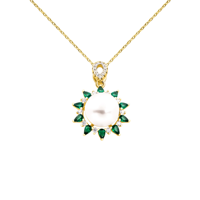 12345 Cрібне кольє з перлами і фіанітами. Артикул UG5SN00838-GD 12345 грн2,623 12345