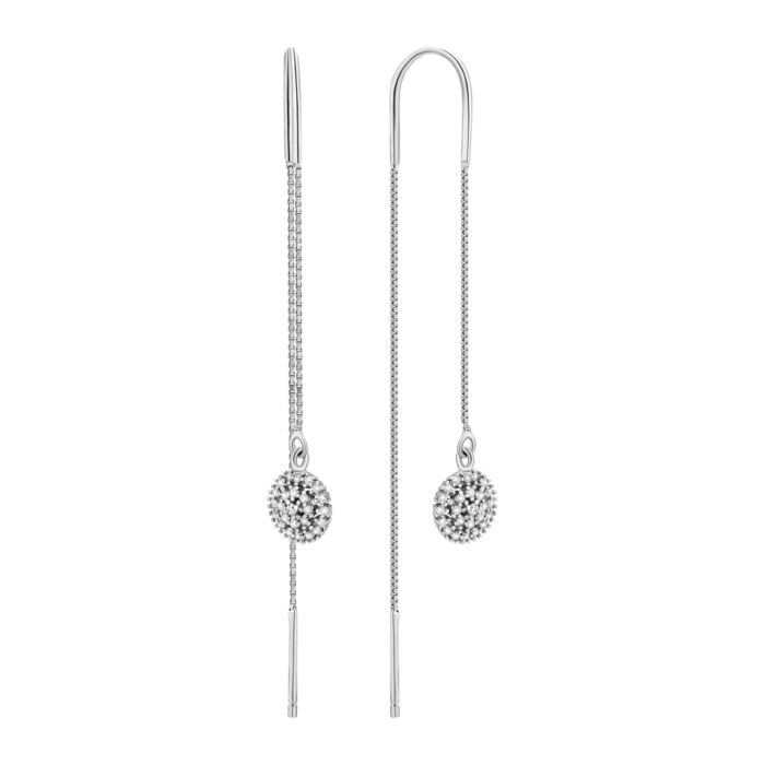 Серебряные серьги-протяжки c фианитами.Артикул UG5SE00523