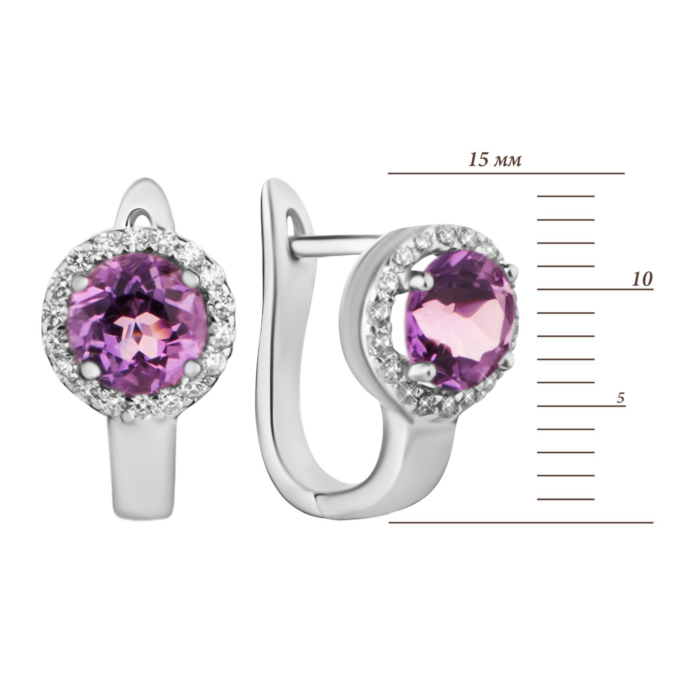 12345 Срібні сережки з аметистом та фіанітами.Артикул UG5SE18024 с ам 12345 грн3,585 12345