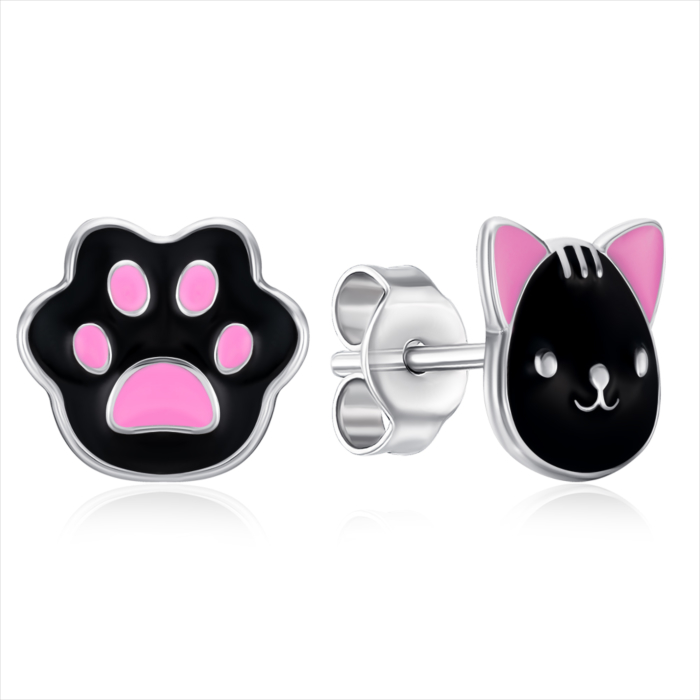 Серебряные пуссеты с эмалью. Артикул SZDE06855-E/12/1432