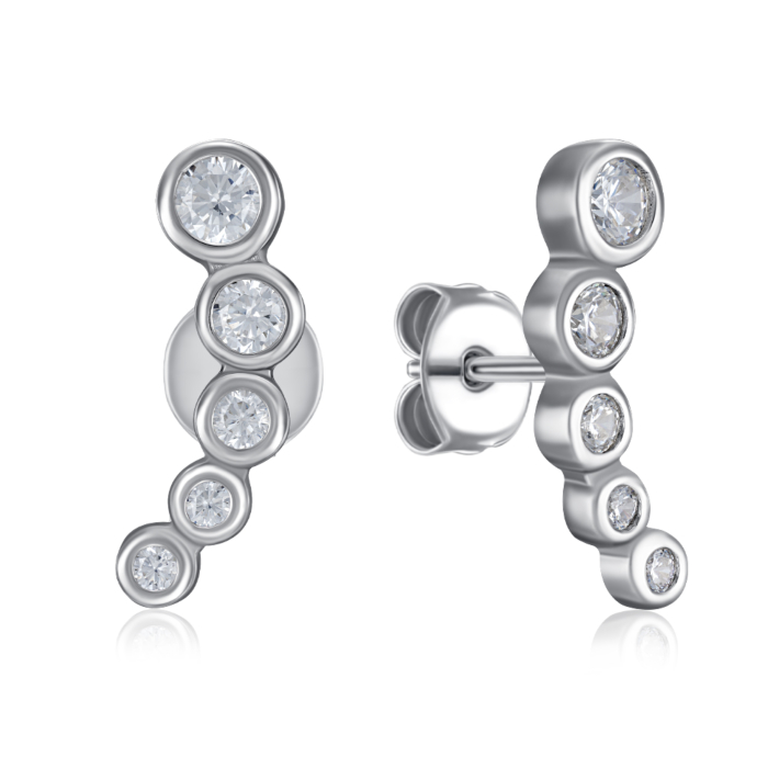 Серебряные пуссеты с фианитами. Артикул SZDE14422-E/12/1