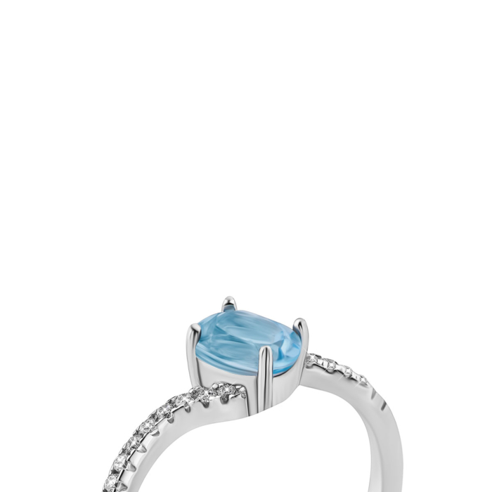 12345 Срібна каблучка з блакитним кварцом і фіанітами. Артикул UG5SZDR31899 12345 грн1,194 12345