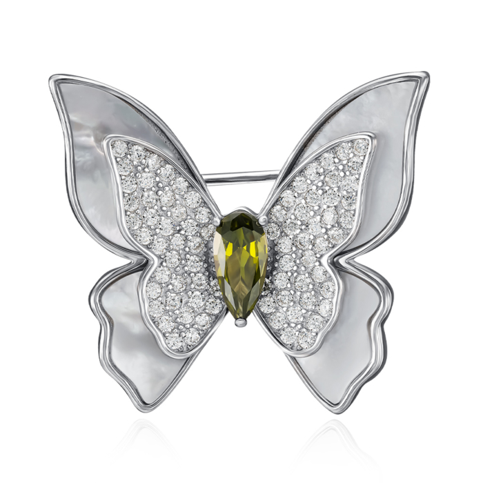 12345 Срібна брошка з перламутром та фіанітами. Артикул TH00010-SH/12/4971 12345 грн5,079 12345