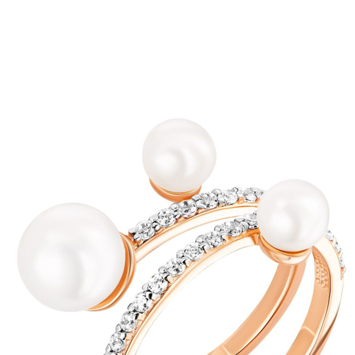 12345 Золота каблучка з перлинами і фіанітами. Артикул UG513221/01/1/2375 12345 грн13,253 12345