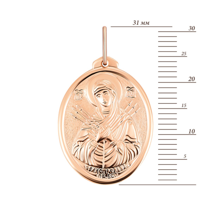 12345 Золота підвіска-іконка Божої Матері «Семистрільна». Артикул UG5П0148 12345 грн4,007 12345
