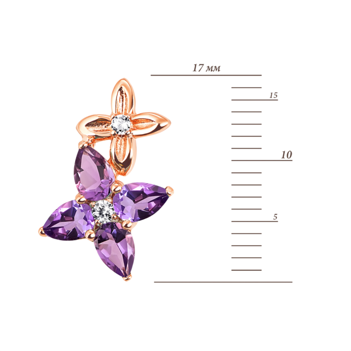 12345 Золота підвіска з аметистом і фіанітами. Артикул UG5п660ам 12345 грн3,184 12345