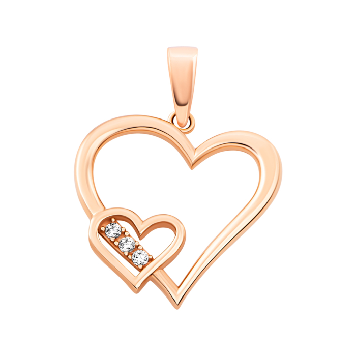 Золотая подвеска Сердце с фианитами.Артикул UG53101011001