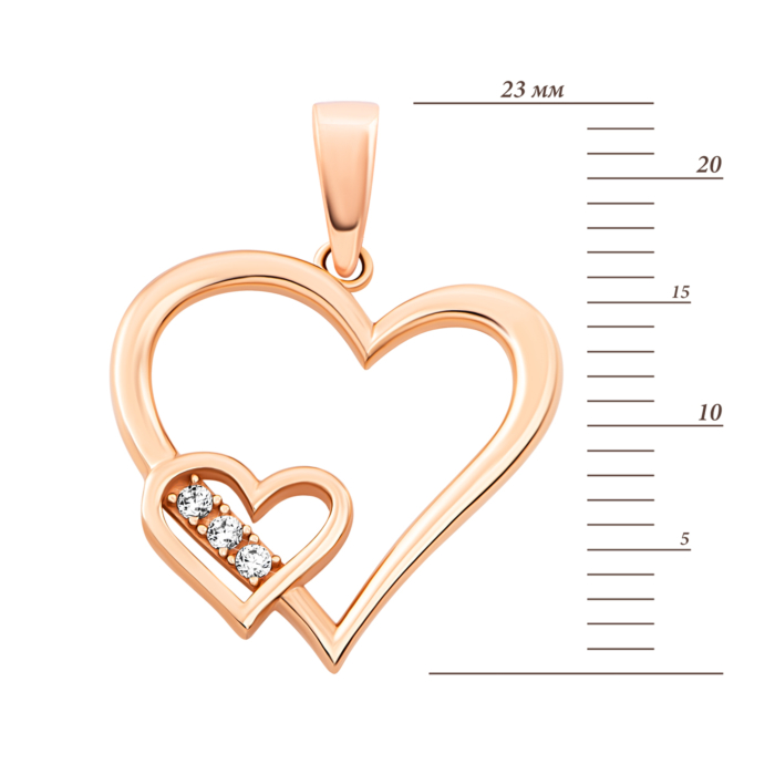 Золотая подвеска Сердце с фианитами.Артикул UG53101011001