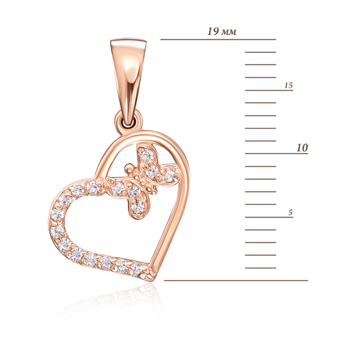 Золотая подвеска «Сердце» с фианитами. Артикул 31171