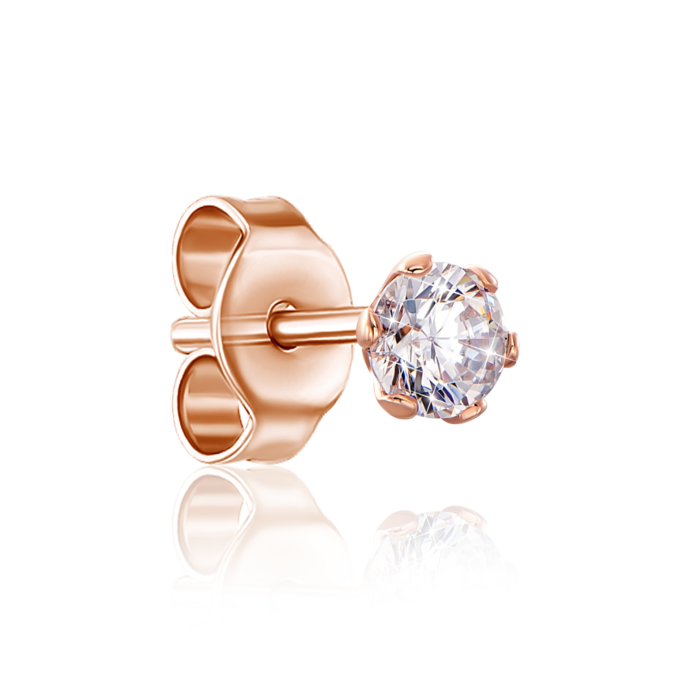 12345 Золота одиночна сережка-пусет з фіанітом. Артикул 02812/6-0/01/0/28 12345 грн1,276 12345