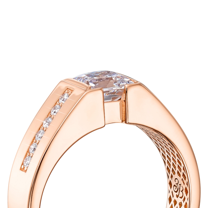 Золотая печатка с фианитами S. Артикул 19153/01/0/2142