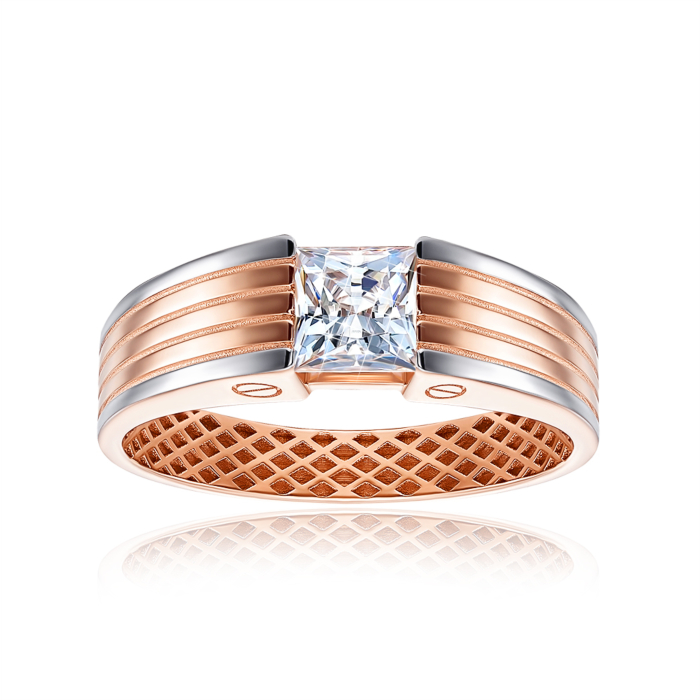 Золотая печатка с фианитом S. Артикул 19151/01/1/2312