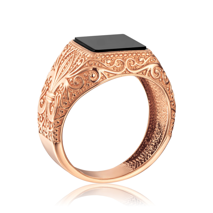 Золотая печатка с ониксом. Артикул 19110/01/0/1096