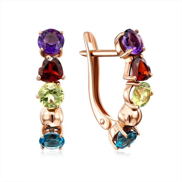 12345 Золоті сережки з міксом каменів. Артикул 540261/01/0/7563 12345 грн13,353 12345