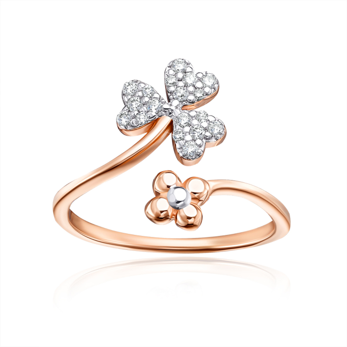 12345 Золота каблучка «Конюшина» з фіанітами. Артикул 13455/01/1/36 12345 грн7,615 12345