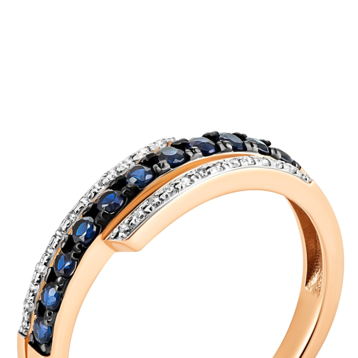 12345 Золота каблучка з діамантами і сапфірами. Артикул UG553590/01/1/10356 12345 грн21,102 12345