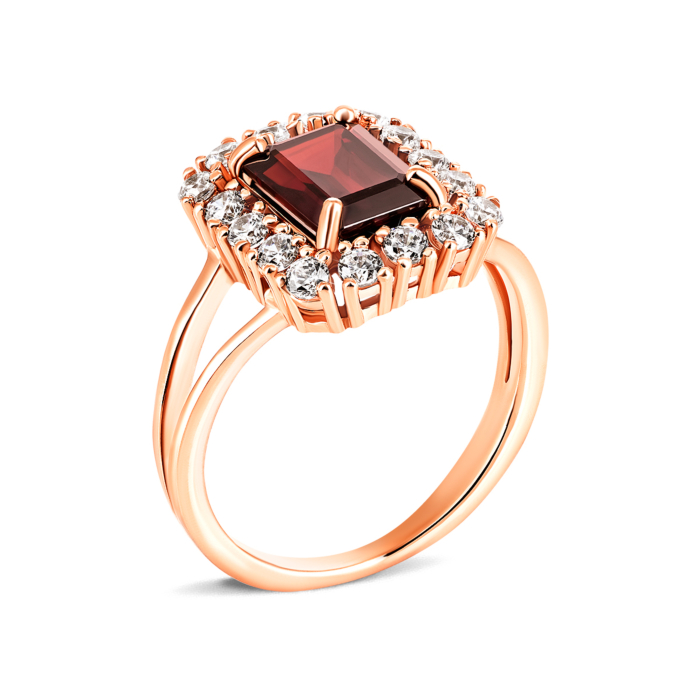 12345 Золота каблучка з гранатом і фіанітами. Артикул UG5к449пр 12345 грн15,706 12345