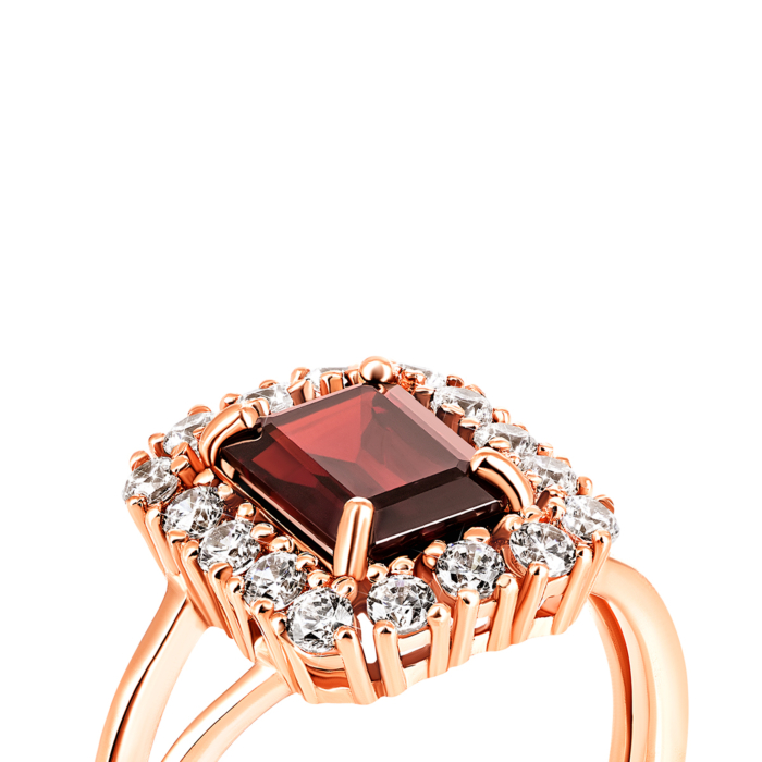 12345 Золота каблучка з гранатом і фіанітами. Артикул UG5к449пр 12345 грн15,706 12345