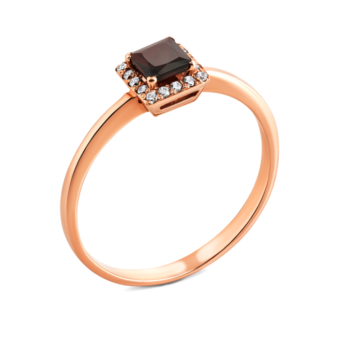 12345 Золота каблучка з гранатом і фіанітами. Артикул UG5к488пр 12345 грн7,614 12345