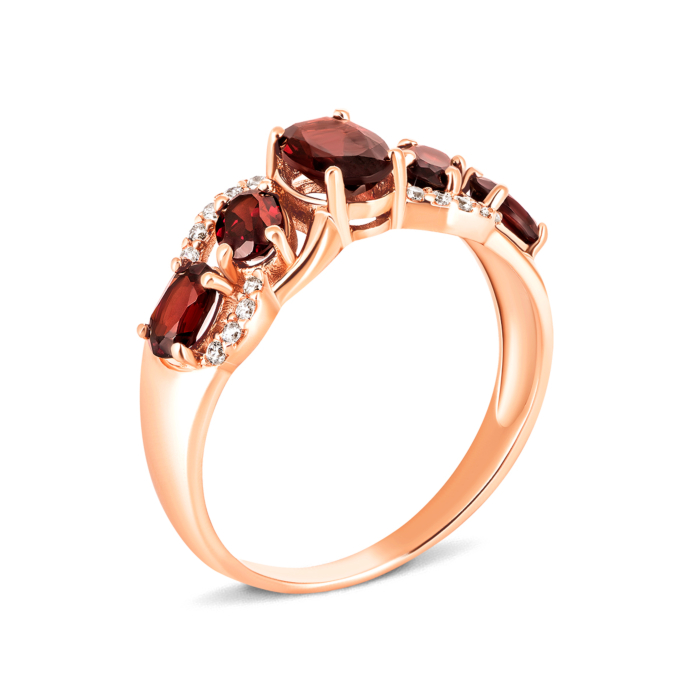 12345 Золота каблучка з гранатом і фіанітами. Артикул UG5к655пр 12345 грн10,823 12345