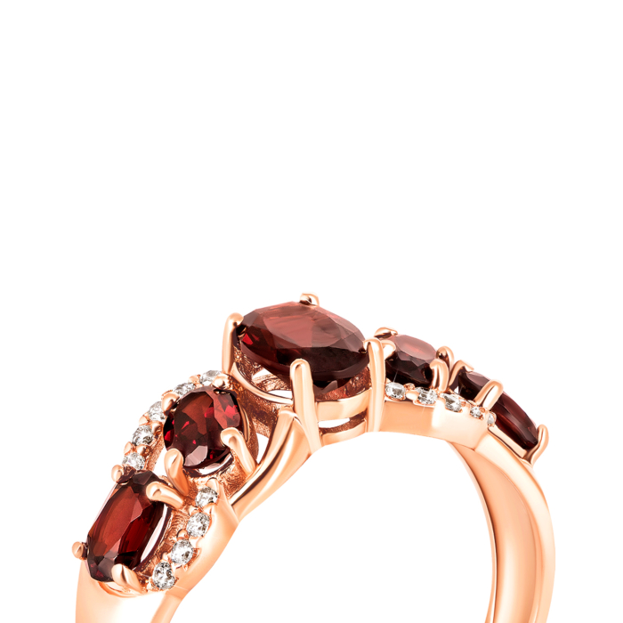 12345 Золота каблучка з гранатом і фіанітами. Артикул UG5к655пр 12345 грн10,823 12345