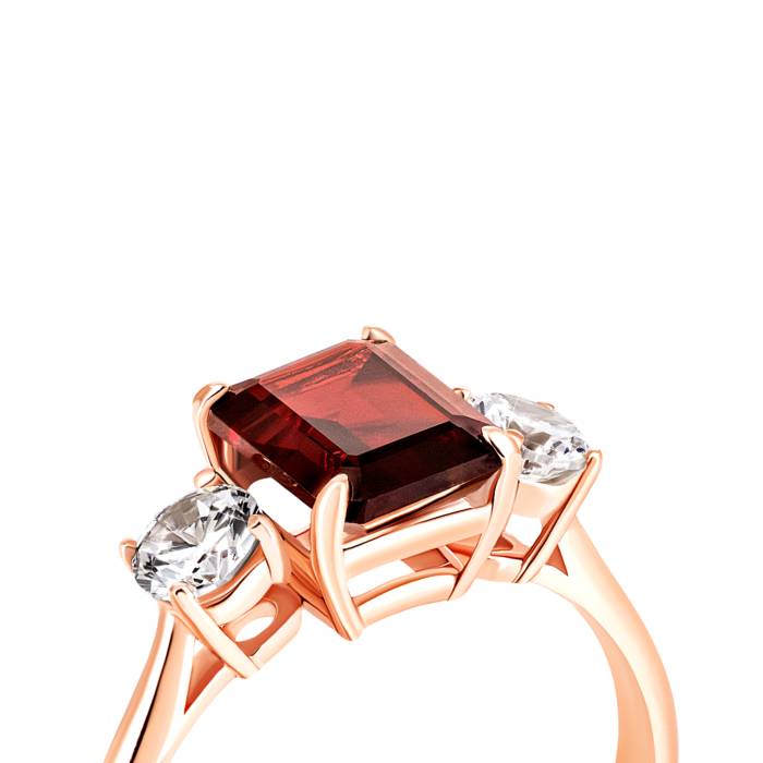 12345 Золота каблучка з гранатом і фіанітами. Артикул UG5к893пр 12345 грн9,679 12345