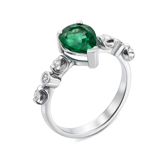 12345 Золота каблучка зі смарагдом і діамантами. Артикул 53404/02/1/9970 12345 грн113,513 12345