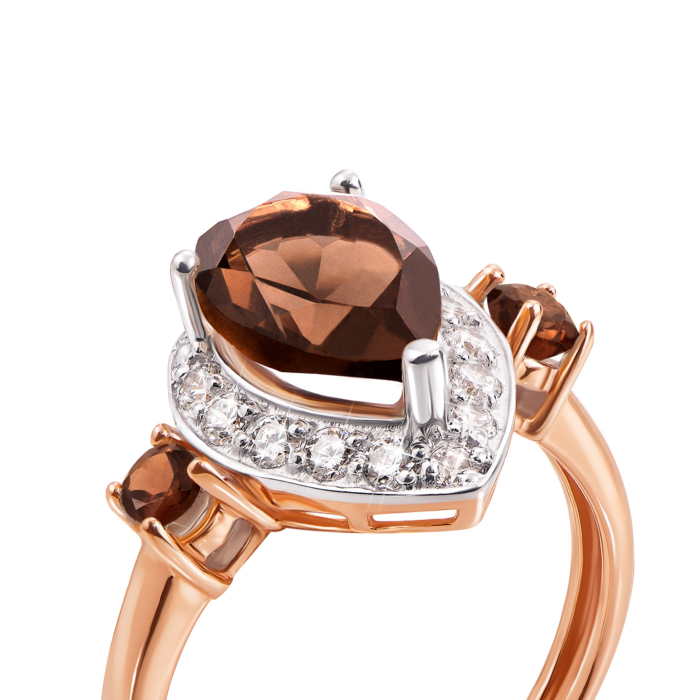 12345 Золота каблучка з раухтопазом і фіанітами (530064/01/1/5426 (530064/раух с) 12345 грн11,222 12345