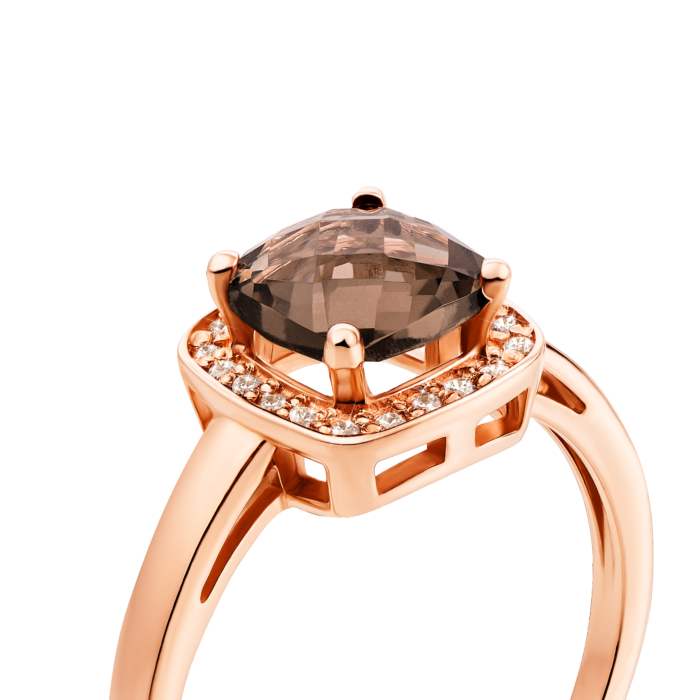 12345 Золота каблучка з раухтопазом і фіанітами. Артикул 530193/01/0/5273 12345 грн9,444 12345