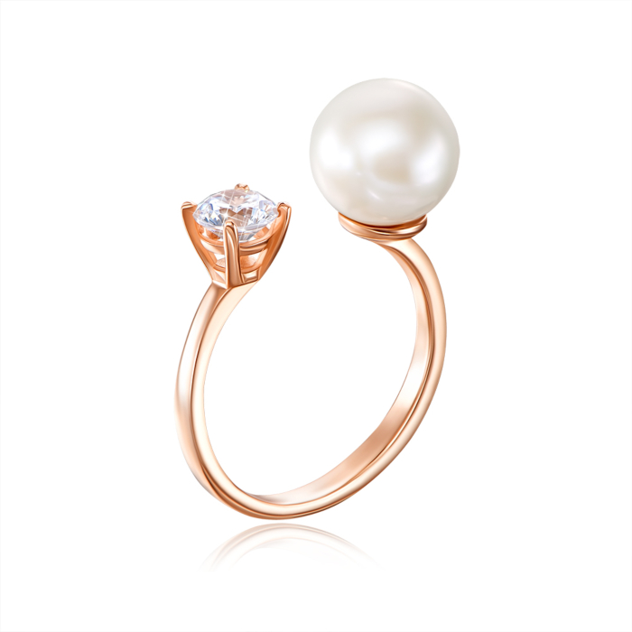 12345 Золота каблучка з перлиною і фіанітом. Артикул 13216/01/0/1155 12345 грн15,016 12345