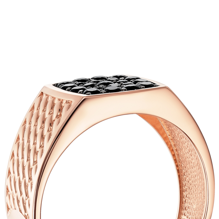 Золотое кольцо с черными фианитами. Артикул 19140/01/1/2745