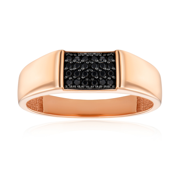 12345 Золота каблучка з чорними фіанітами. Артикул 19162/01/1/143 12345 грн14,378 12345