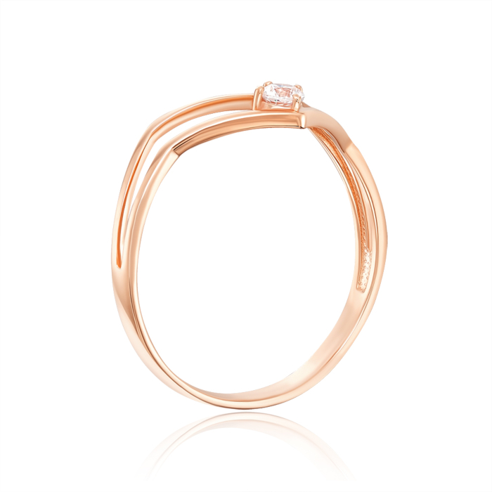 Золота каблучка з фіанітом. Артикул 13764/01/0/28