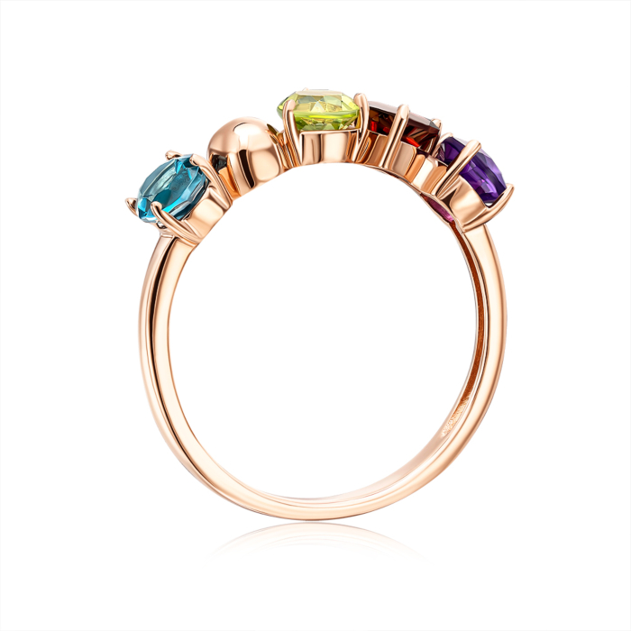 12345 Золота каблучка з міксом каменів. Артикул 530440/01/0/7563 12345 грн7,541 12345