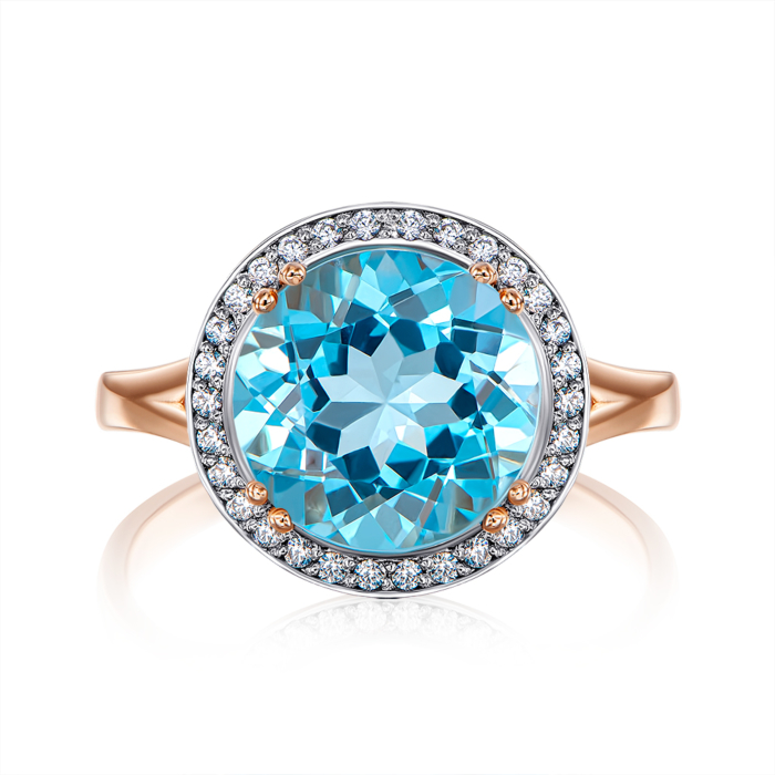 12345 Золота каблучка з топазом swiss і фіанітами. Артикул 530203/01/1/5590 12345 грн12,926 12345