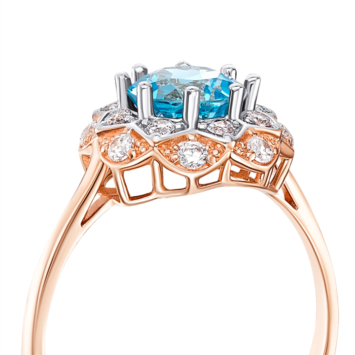 12345 Золота каблучка з топазом swiss і фіанітами. Артикул 530303/01/1/6739 12345 грн13,497 12345