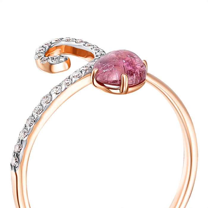 12345 Золота каблучка з турмаліном і фіанітами. Артикул 530256/01/1/6450 12345 грн7,185 12345