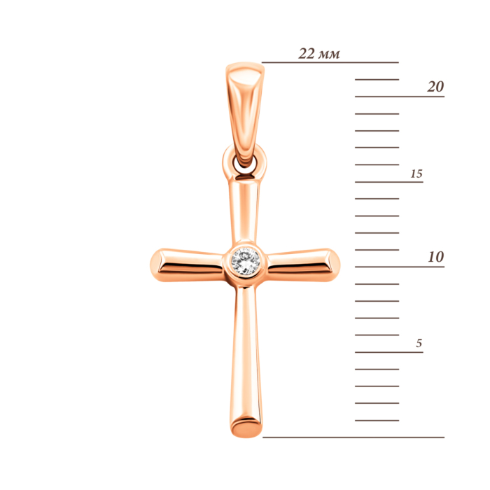 Золотой крестик c бриллиантом.Артикул UG5560106/01/0/8045